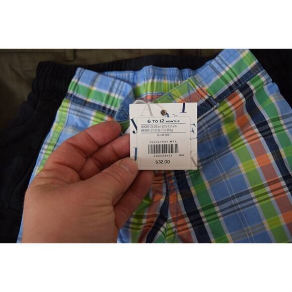 New Janie and Jack Boy Swimsuit Bathing Suit Swim Trunks Trunk Plaid 6 to 12 - Picture 3 of 3